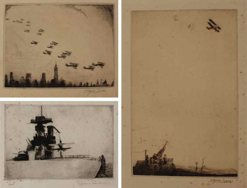 Appraisal: PIECE WORLD WAR II ERA ETCHING LOT TO INCLUDE DAVIS