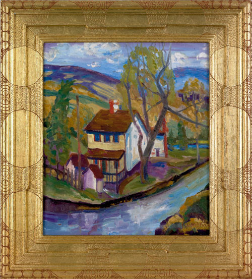 Appraisal: Joseph Barrett American b oil on canvas titled Creek House