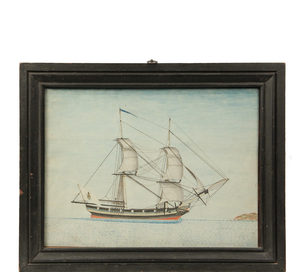 Appraisal: SHIP'S PORTRAIT - Port Side View of an Unidentified Brigantine