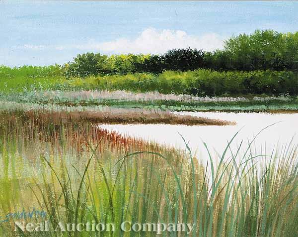 Appraisal: Rolland Harve Golden American Louisiana b Louisiana Bayou watercolor signed