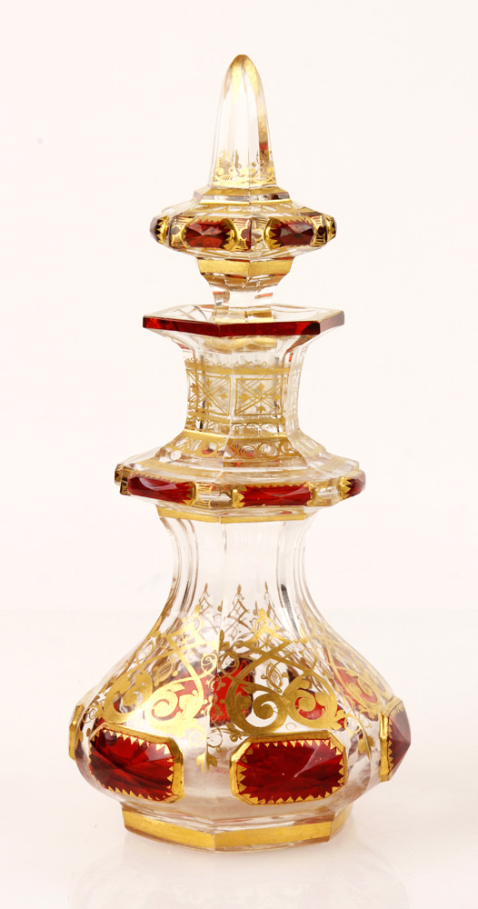 Appraisal: - Bohemian Glass Decanter Bohemian decanter ruby colored glass with