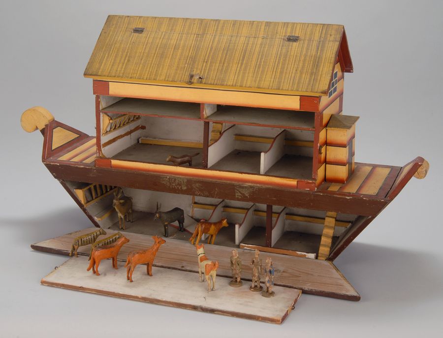 Appraisal: PAINTED WOODEN NOAH'S ARK Second Half of the th CenturyProbably