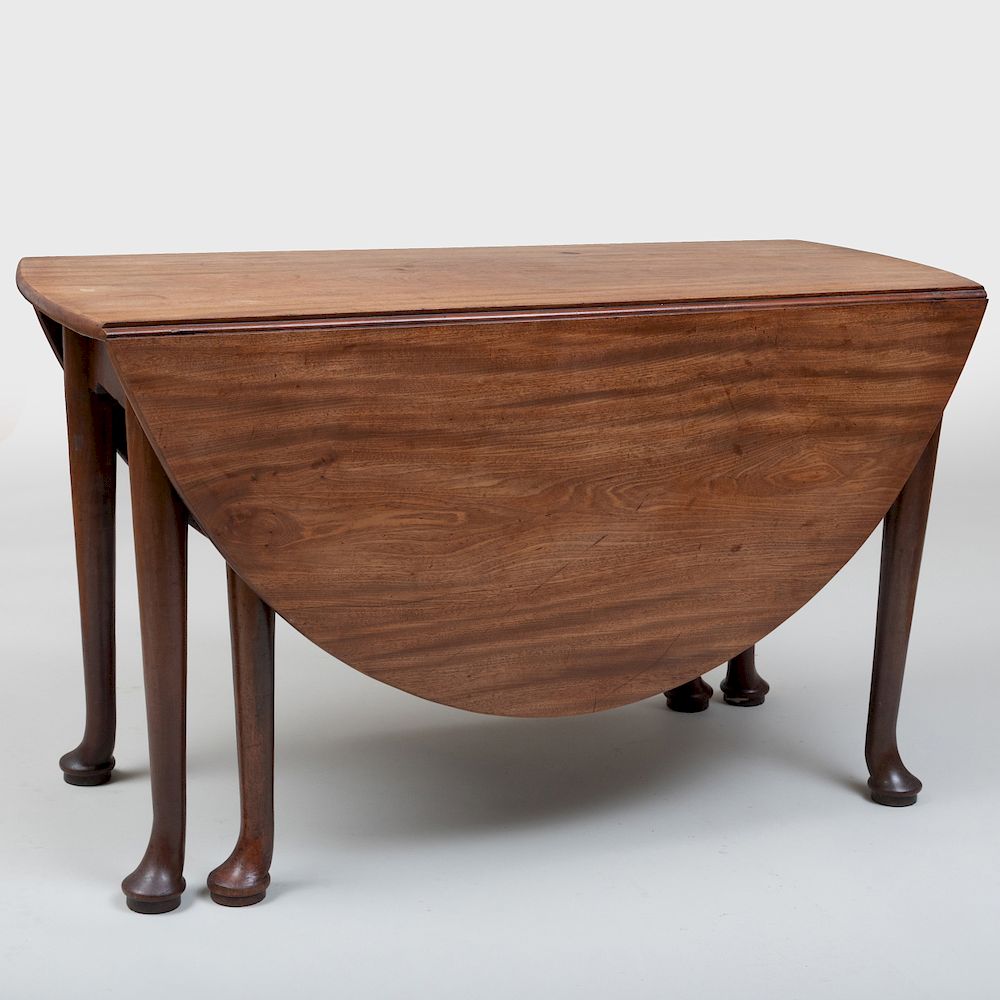 Appraisal: George II Oval Mahogany Drop-Leaf Table x x closed open