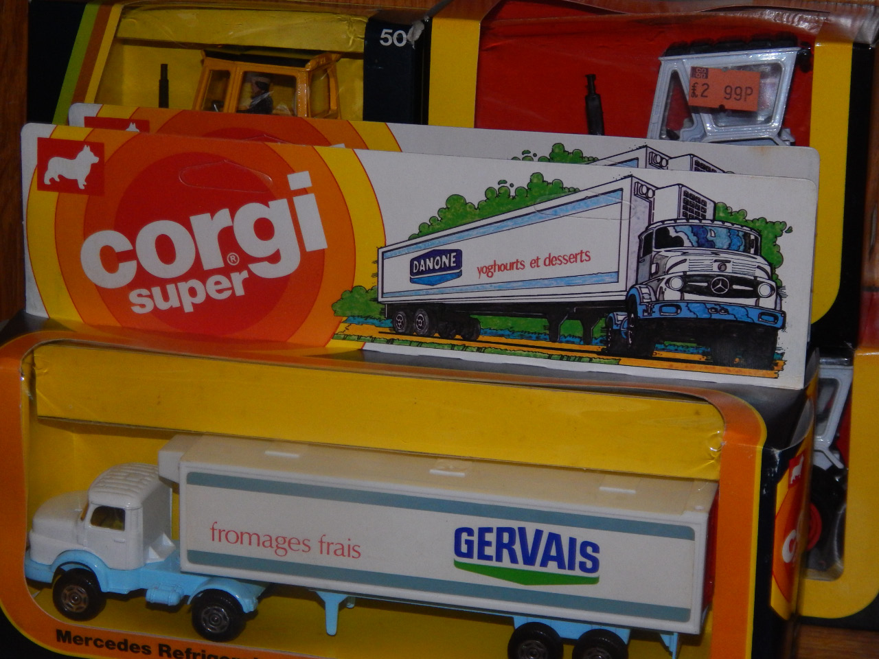 Appraisal: Two Corgi Mercedes Refrigerated Vans Gervais and four tractors boxed