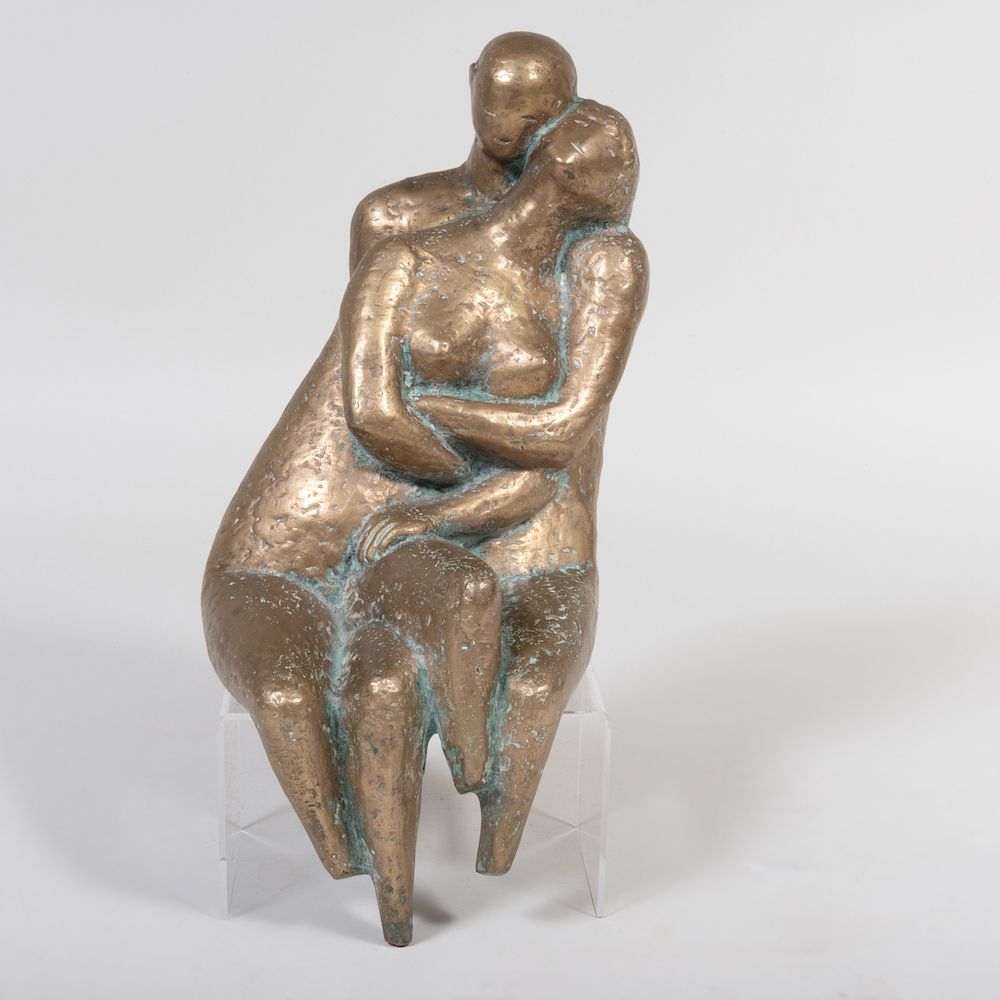 Appraisal: Vasco Prado - The Embrace Patinated bronze signed with monogram