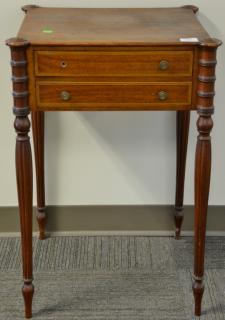 Appraisal: Custom mahogany Sheraton style two drawer stand early th century