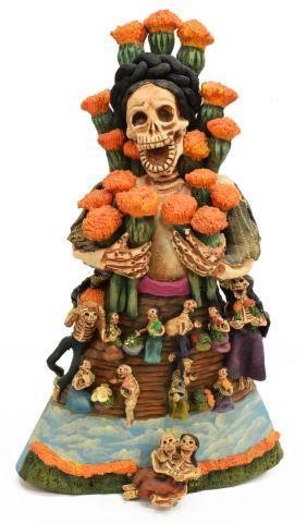 Appraisal: Day of the Dead pottery calaca figure Lorenzo Demetrio Garcia