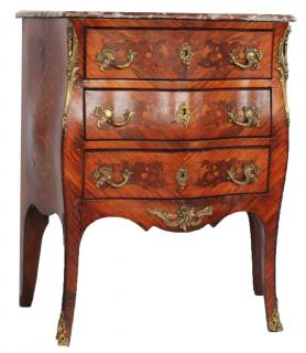 Appraisal: Louis XV Inlaid Marble Top Bombe Petite Commode thc inlaid