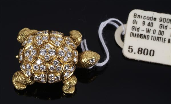 Appraisal: A French diamond turtle brooch the shell pave set throughout