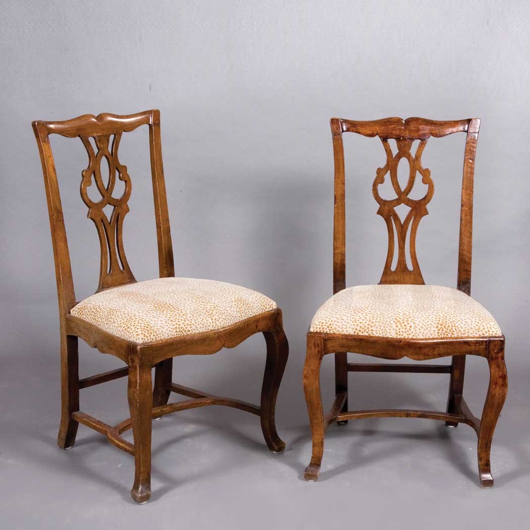 Appraisal: Set of Four George III Style Walnut Dining Chairs