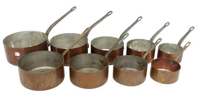 Appraisal: lot of French copper sauce pans late th c in