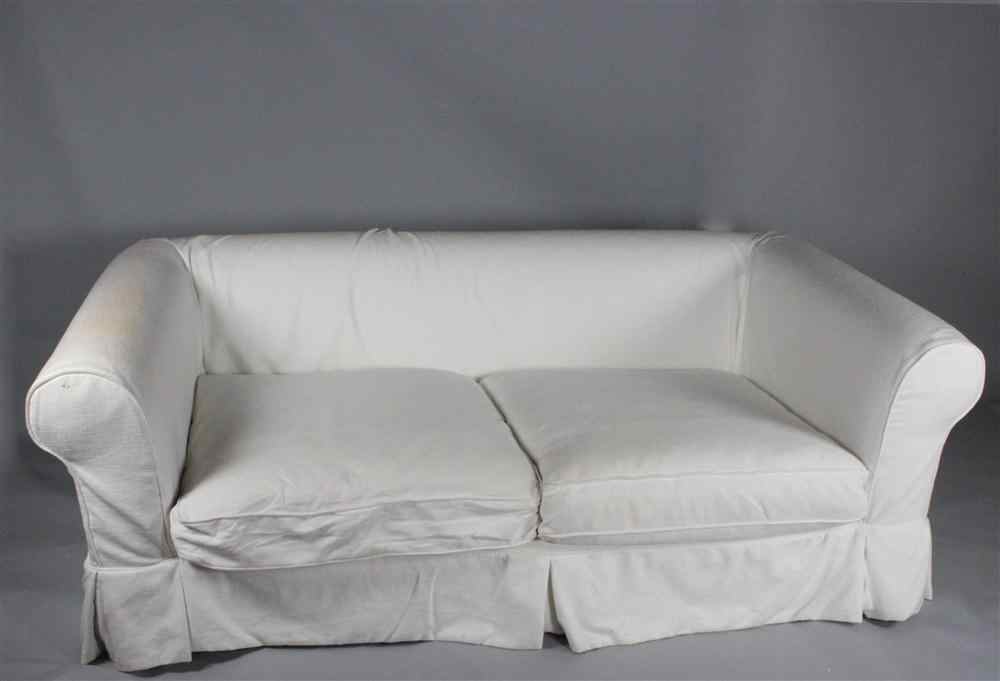 Appraisal: MITCHEL GOLD AND BOB WILLIAMS WHITE UPHOLSTERED SLIP COVERED OVERSIZED