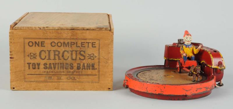 Appraisal: Circus Bank Mechanical Bank With Original Box Manufactured by Shepard