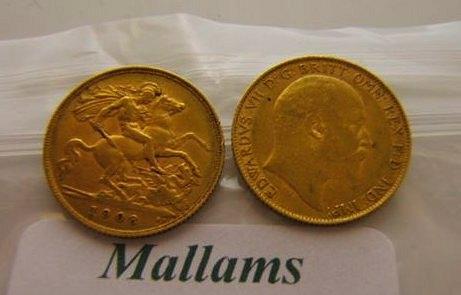 Appraisal: Two Edward VII gold half sovereigns one dated the other