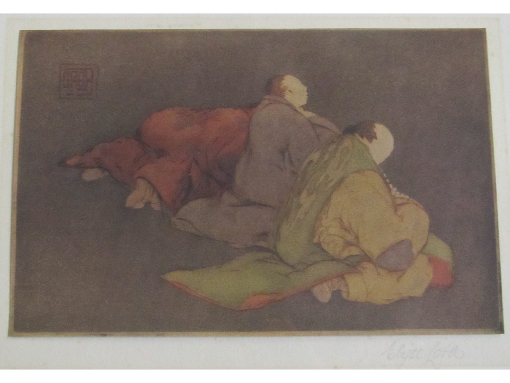 Appraisal: ELYSE ASHE LORD - CHINESE FIGURES One drypoint with woodblock