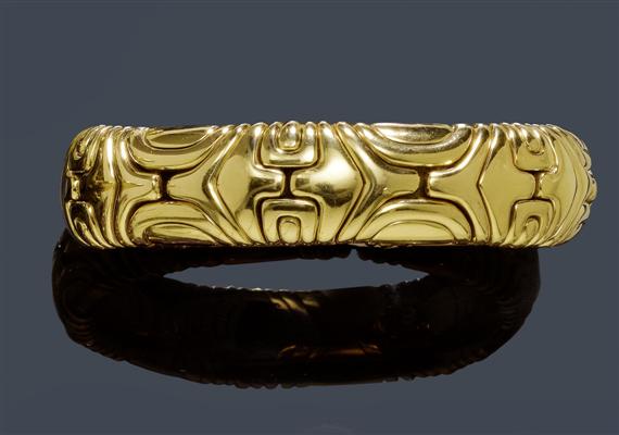 Appraisal: A GOLD ARMBAND BULGARI circa Yellow gold g Alveare model