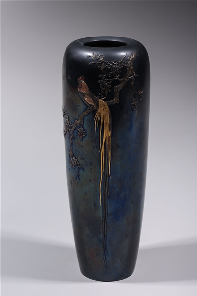 Appraisal: Fine Japanese mixed metal vase with blue body gold and