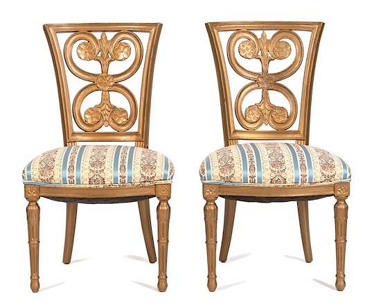 Appraisal: A Set of Four Russian Carved Gilt Painted Side Chairs