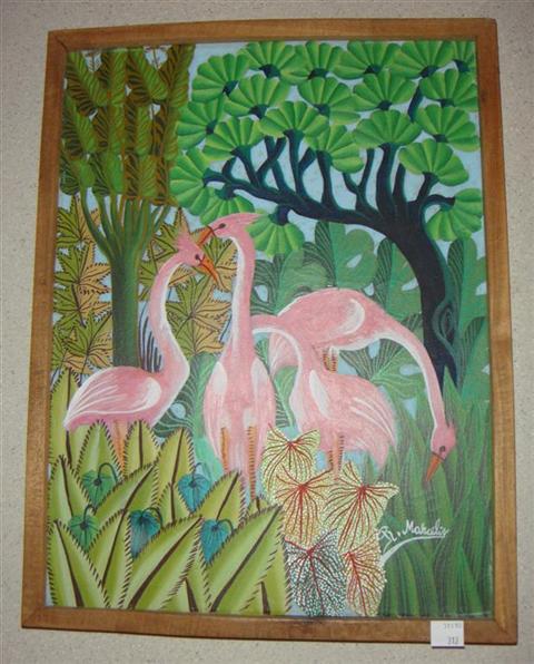 Appraisal: FLAMINGO Oil on canvas x in Framed Lower right signed