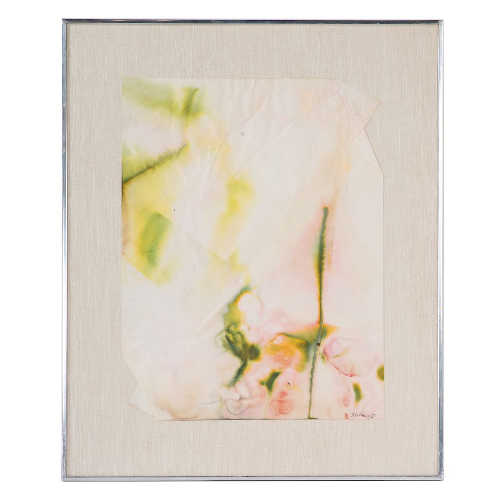 Appraisal: Sam Gilliam Pink and Green watercolor American b watercolor on