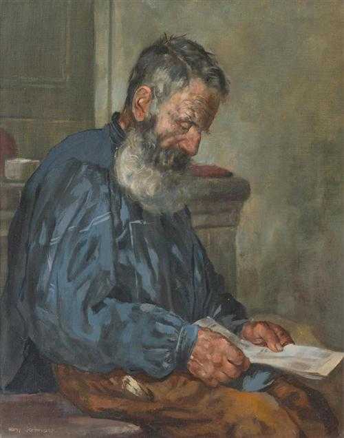 Appraisal: GARTMEIER HANS Langnau Old man reading Oil on canvas laid