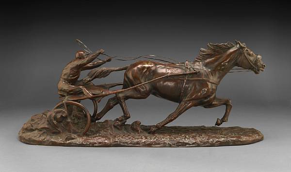 Appraisal: A French patinated bronze equestrian group cast after a model