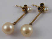 Appraisal: A pair of yellow metal tests carat gold cultured pearl