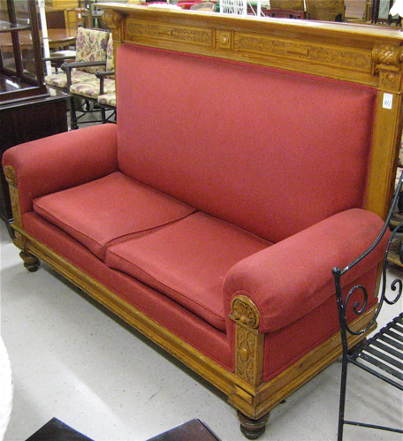 Appraisal: VICTORIAN CARVED AND UPHOLSTERED PINE SOFA Renaissance Revival Continental c