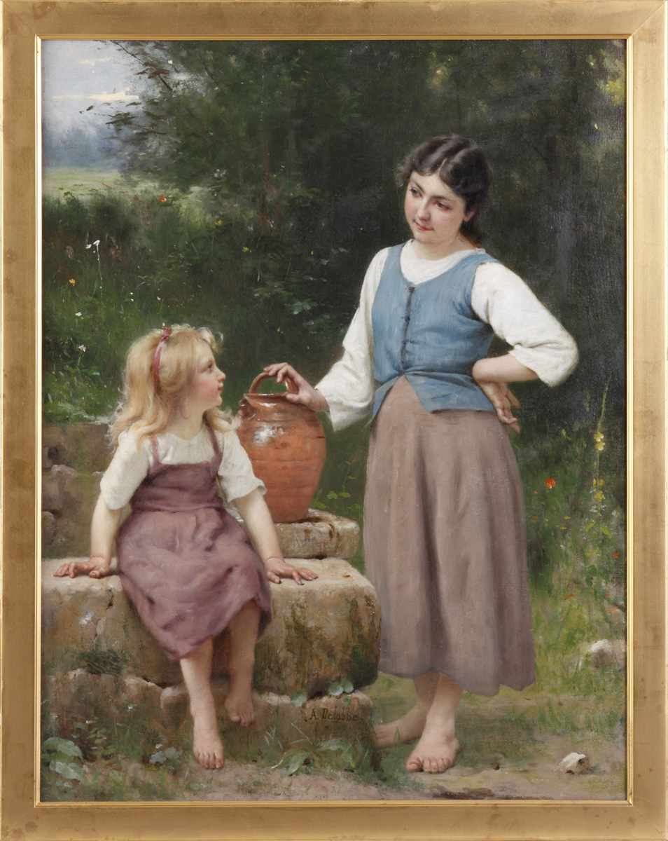 Appraisal: Francois-Alfred Delobbe French - ''The Little Neighbor'' Sgn lower center