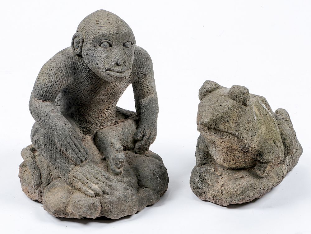 Appraisal: Garden Sculptures Garden Sculptures An Ape and a Frog Largest