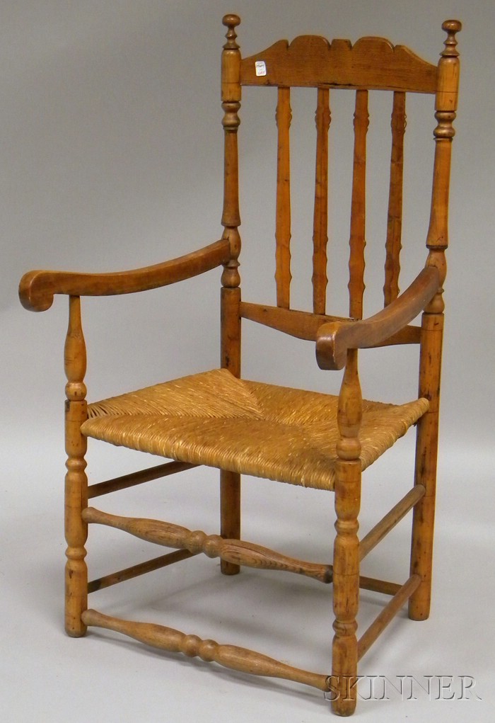 Appraisal: Bannister-back Armchair with Woven Rush Seat