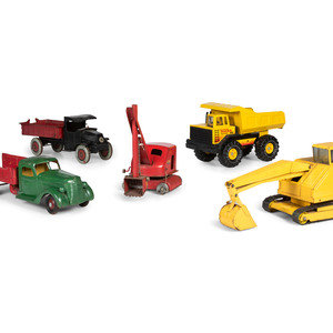 Appraisal: Five American Toy Construction Vehicles th Century comprising a Marx