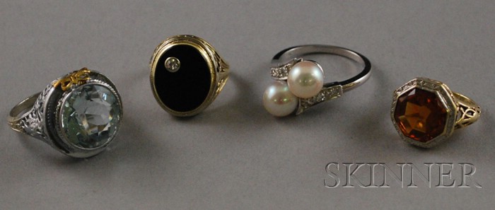 Appraisal: Four kt Gold and Gemstone Rings including a white gold