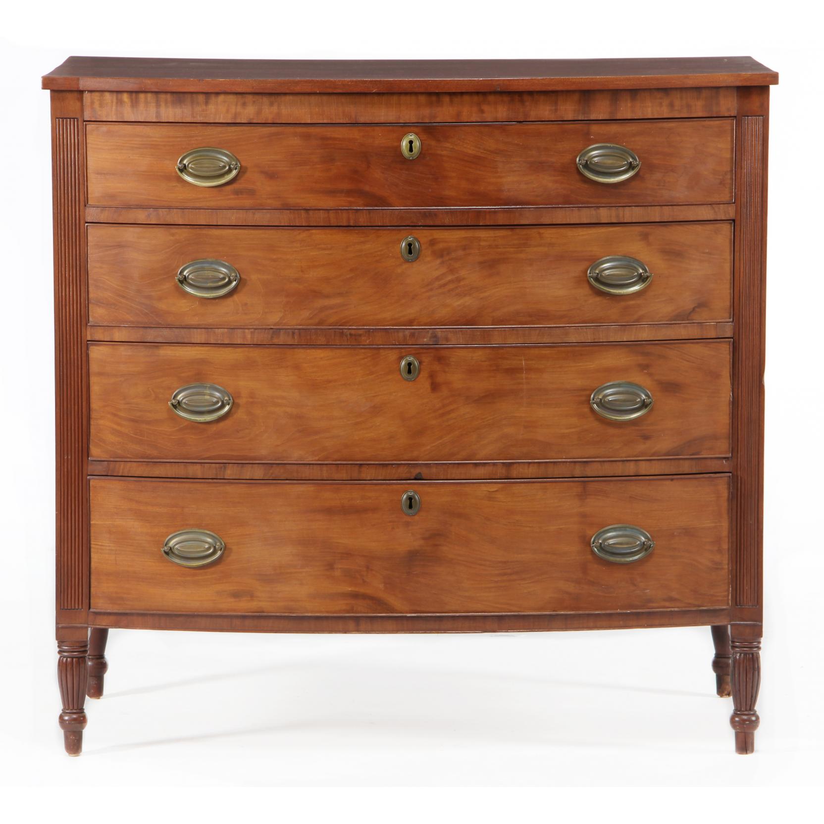 Appraisal: Southern Federal Bow Front Chest of Drawers Virginia or Maryland