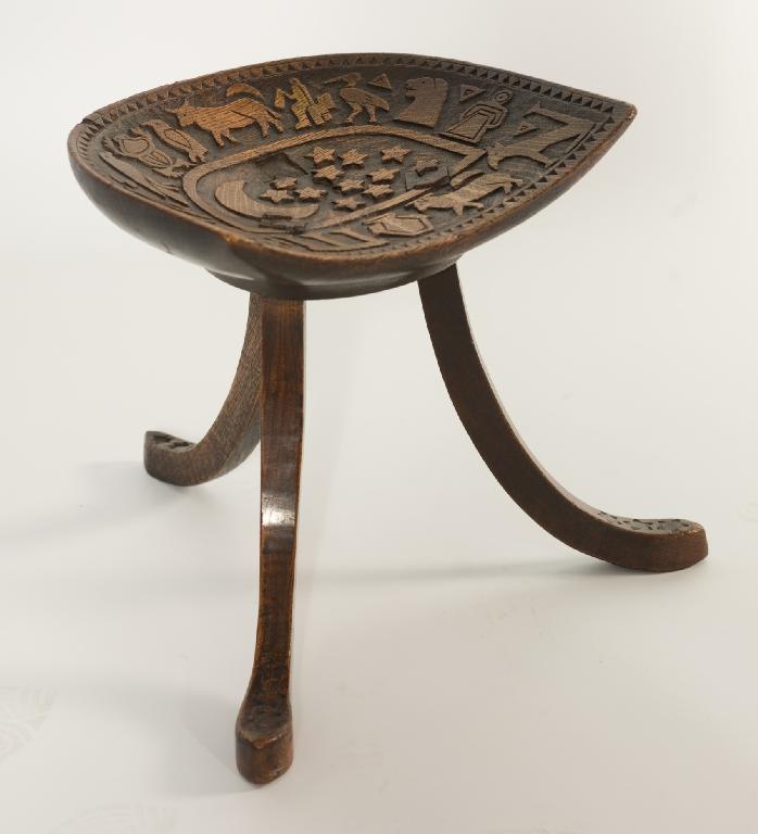 Appraisal: LIBERTY CO OAK THEBES STOOL LATE th CENTURY the dished