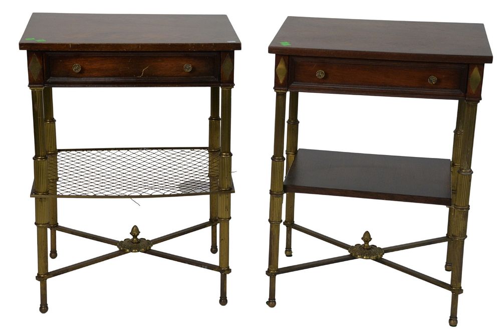 Appraisal: Pair of French Style Stands having one drawer with brass