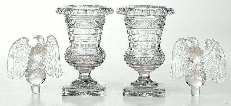 Appraisal: Two Pairs of Cut and Molded Glass Table Objects British