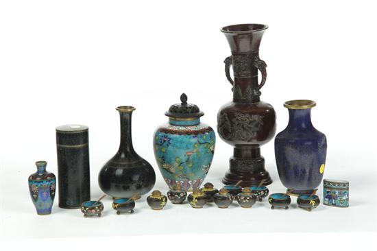 Appraisal: GROUP OF CLOISONNE AND A BRONZE VASE China and Japan