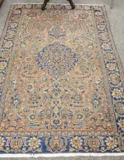 Appraisal: Kashan Oriental area rug worn ' x ' Kashan Oriental