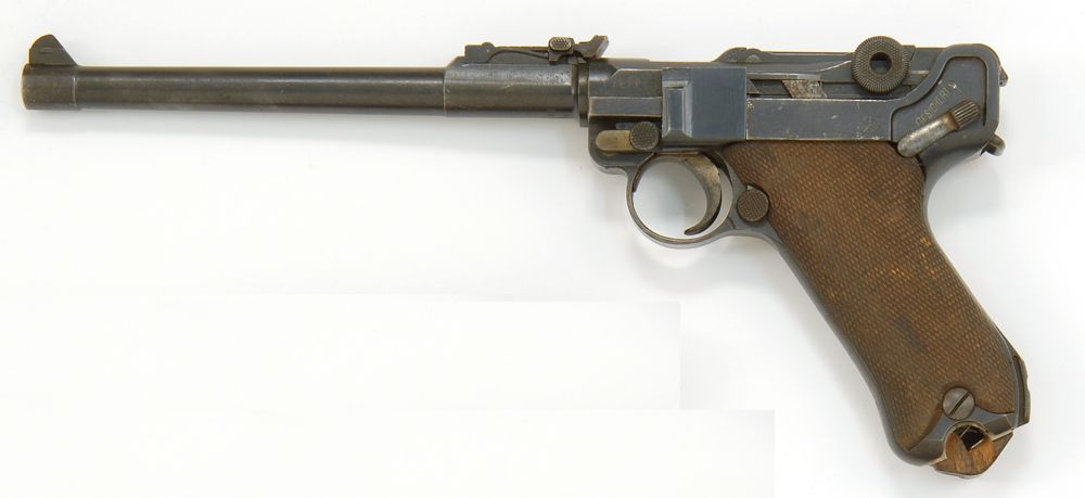 Appraisal: LUGER ARTILLERY MODEL SEMIAUTOMATIC PISTOL mm Serial Receiver dated Checkered