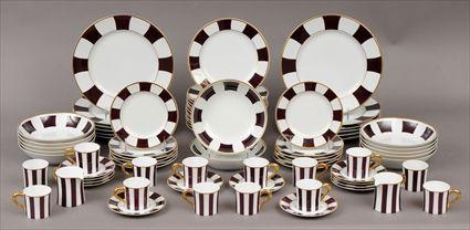 Appraisal: Bernardaud Porcelain 'Black Tulip' Part Dinner Service Comprising twelve dinner