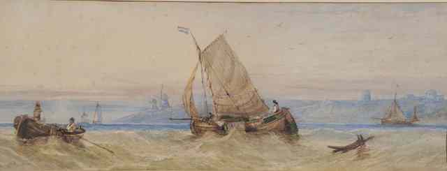 Appraisal: WILLIAM CALCOTT KNELL - Fishing boats off the Dutch coast