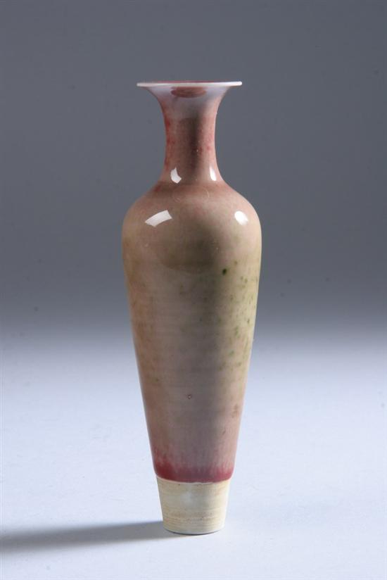 Appraisal: CHINESE PEACH BLOOM PORCELAIN VASE Kangxi six-character underglazed blue mark