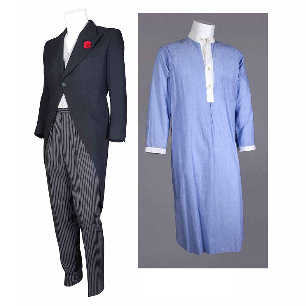 Appraisal: Morning Suit and Nightshirt The morning suit comprising a black