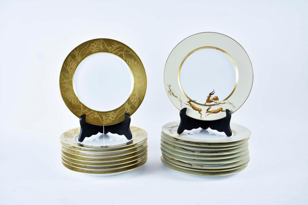 Appraisal: TWO SETS OF NINE PORCELAIN DESSERT PLATESModern the first a