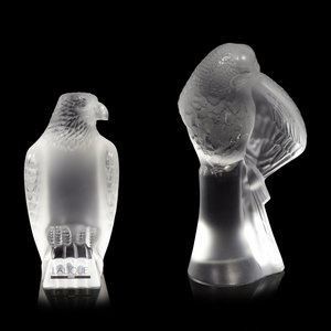 Appraisal: Two Lalique Bird Ornaments Second Half th Century Height of