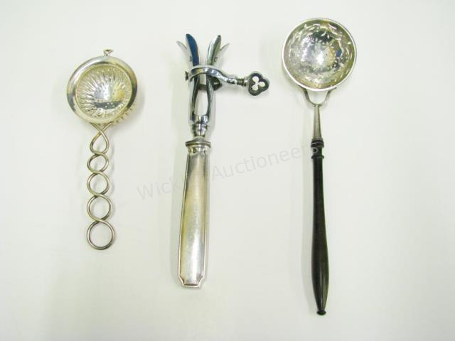 Appraisal: Group of Sterling Kitchen Utensils tea strainer with spiral handle