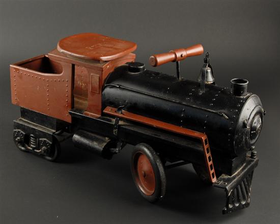 Appraisal: An Early th C Painted Steel Ride-on Train Engine probably