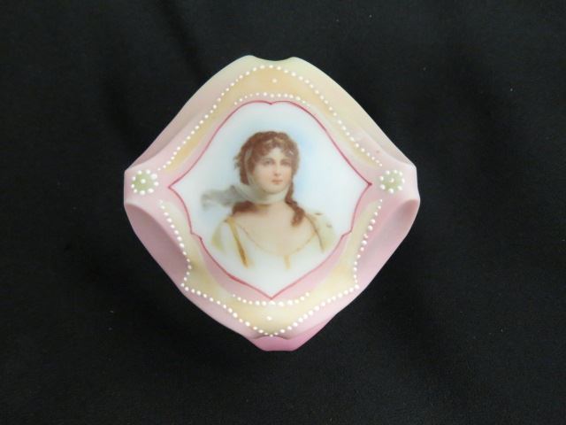 Appraisal: Wavecrest Nakara Art Glass Dresser Box portrait of Queen Louise