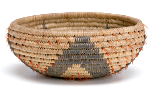 Appraisal: POMO Gift basket finely woven of willow with flower element